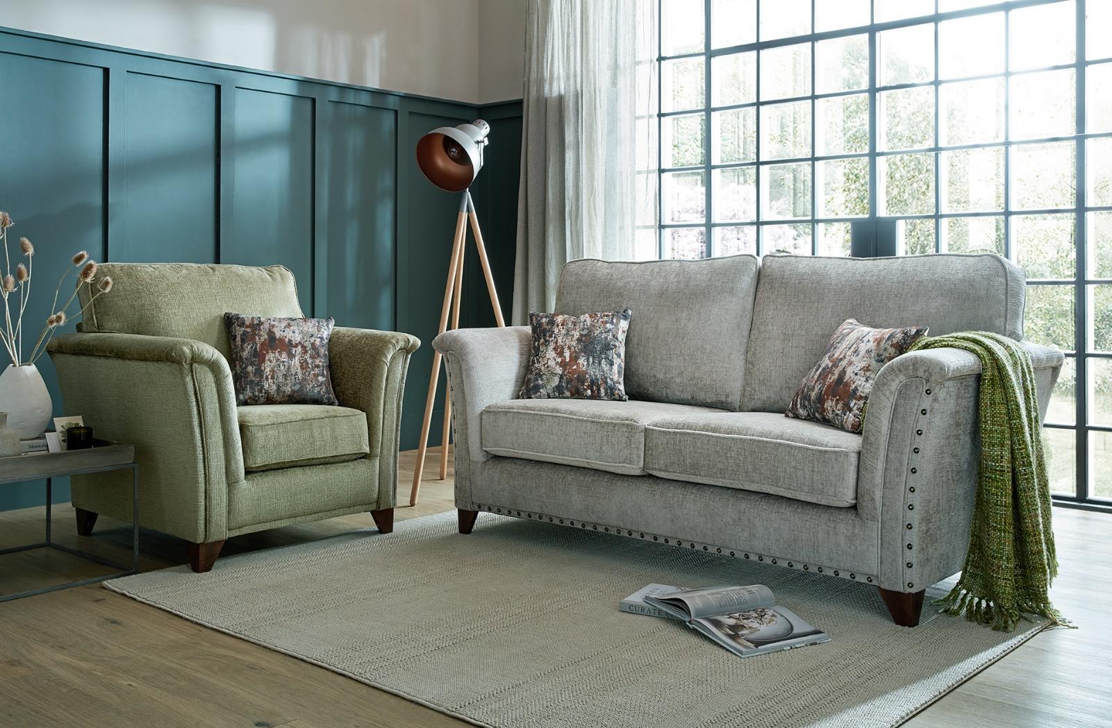 Carrington 3 Seater Sofa In Crush Mink Fabric With Fusion Bark Scatters